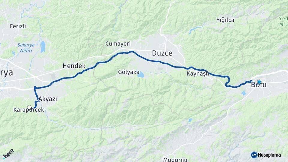 Bolu Karapürçek Arası Kaç Km - Yol Tarifi