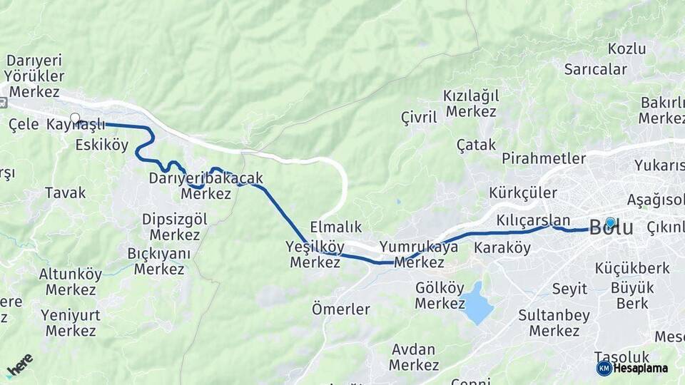 Bolu Kaynaşlı Düzce Arası Kaç Km - Yol Haritası