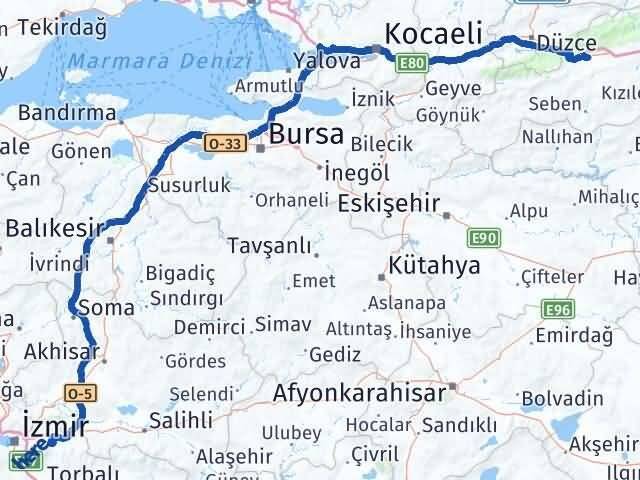 Bolu Kemalpaşa İzmir Arası Kaç Km - Yol Haritası
