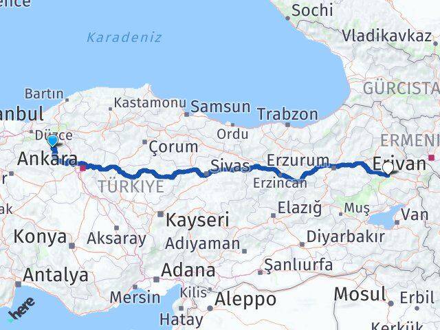 Bolu Kıbrıscık Ağrı Arası Kaç Km - Yol Haritası