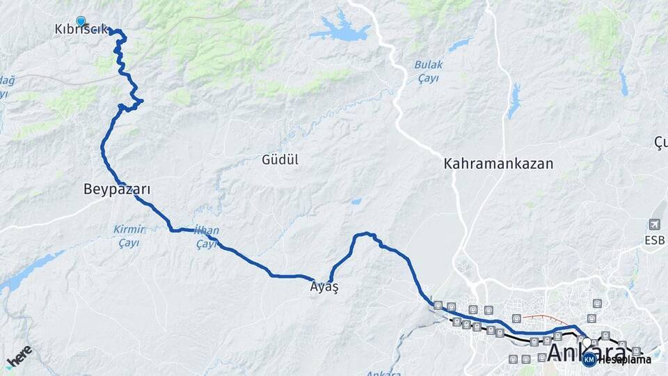 Bolu Kıbrıscık Ankara Arası Kaç Km - Yol Haritası