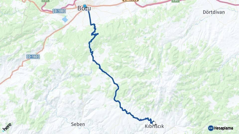 Bolu Kıbrıscık Arası Kaç Km - Yol Haritası