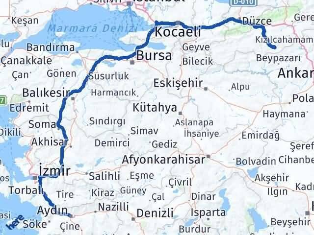 Bolu Kıbrıscık Aydın Arası Kaç Km - Yol Haritası