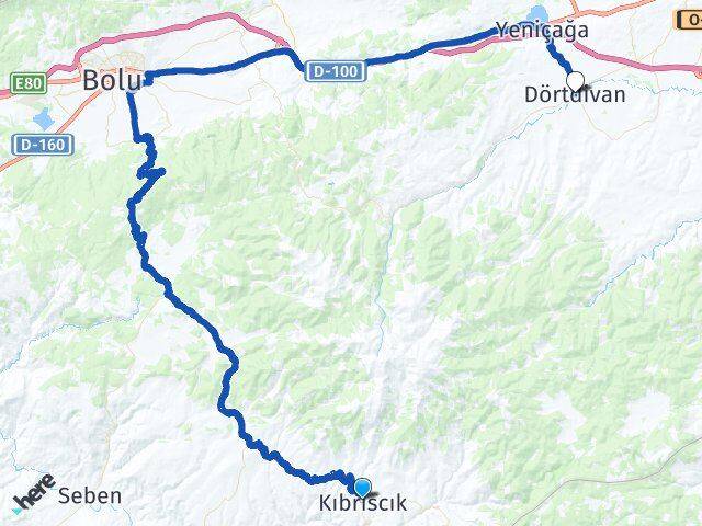 Bolu Kıbrıscık Dörtdivan Arası Kaç Km - Yol Haritası