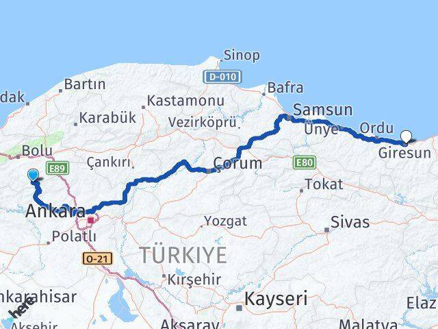 Kıbrıscık Giresun Arası Kaç Km - Yol Tarifi