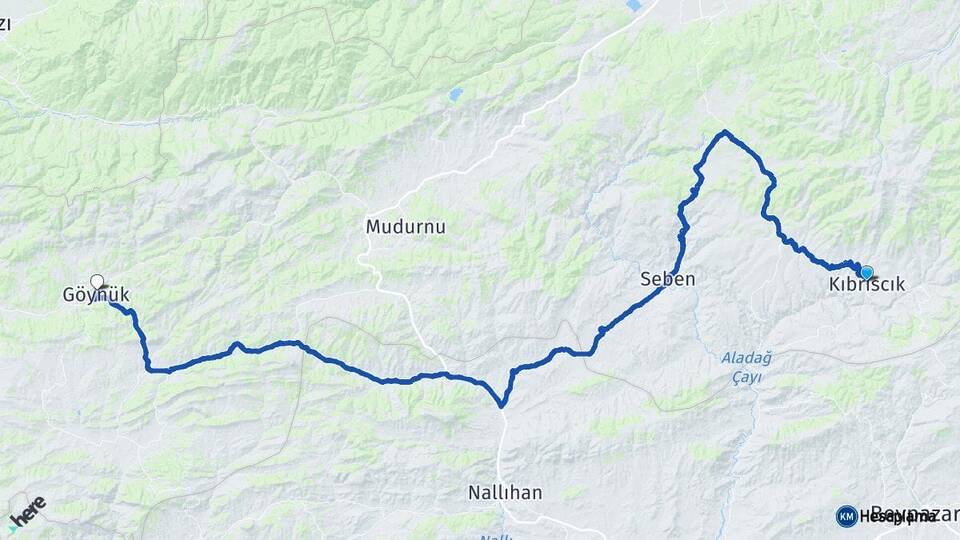 Bolu Kıbrıscık Göynük Arası Kaç Km - Yol Haritası