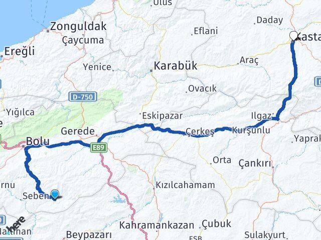 Bolu Kıbrıscık Kastamonu Arası Kaç Km - Yol Haritası