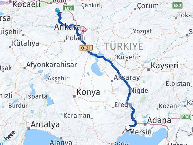 Bolu Kıbrıscık Mersin Arası Kaç Km - Yol Haritası