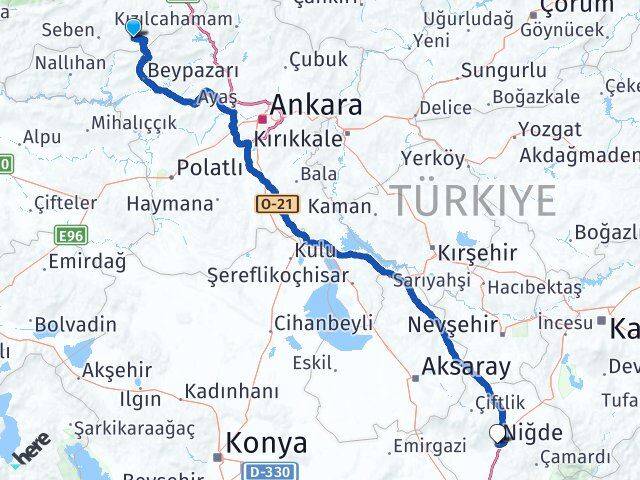 Bolu Kıbrıscık Niğde Arası Kaç Km - Yol Haritası