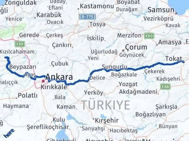 Bolu Kıbrıscık Tokat Arası Kaç Km - Yol Haritası
