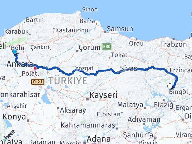 Bolu Kıbrıscık Tunceli Arası Kaç Km - Yol Haritası