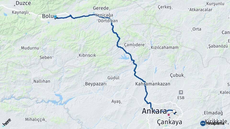 Bolu Mamak Arası Kaç Km - Yol Tarifi