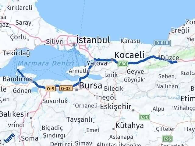 Bolu Marmara Balıkesir Arası Kaç Km - Yol Haritası