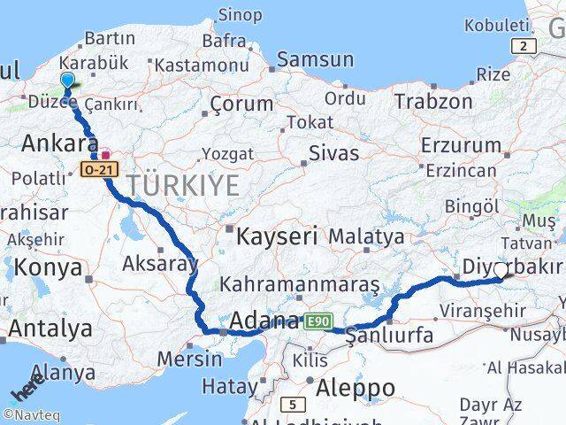 Bolu Mengen Batman Arası Kaç Km - Yol Haritası