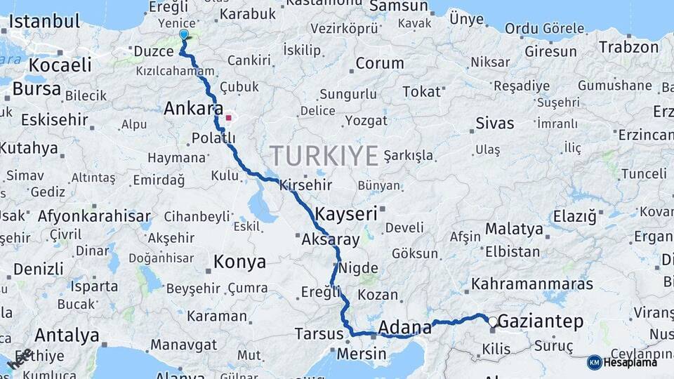 Mengen Gaziantep Arası Kaç Km - Yol Tarifi
