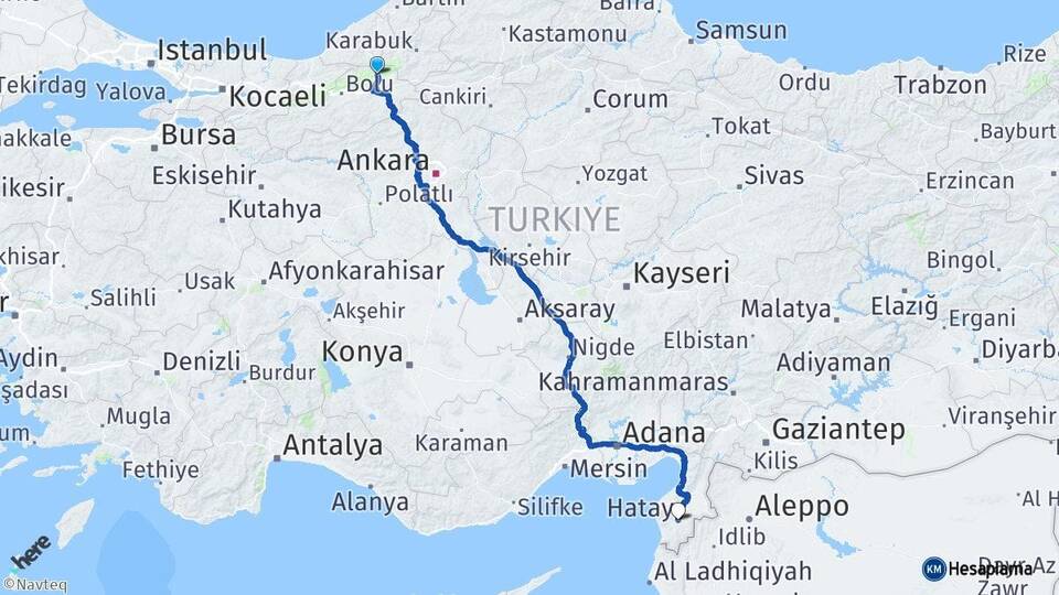 Bolu Mengen Hatay Arası Kaç Km - Yol Haritası