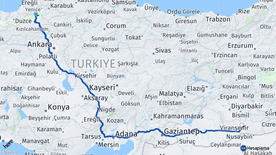 Bolu Mengen Mardin Arası Kaç Km - Yol Haritası