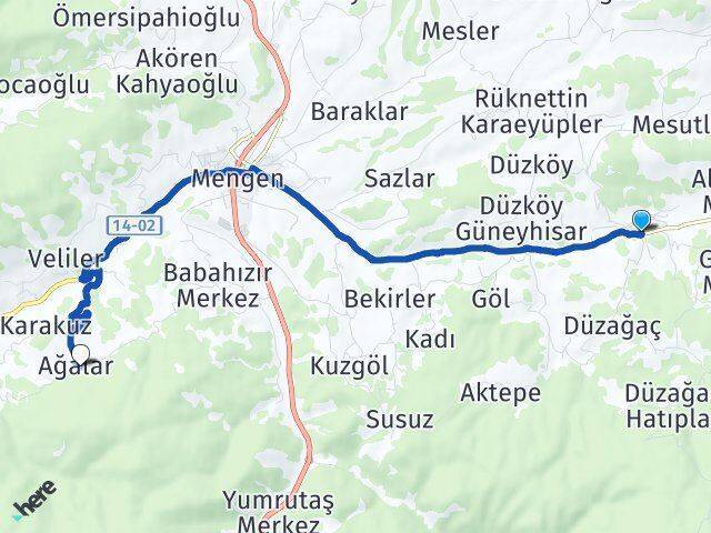 Pazarköy Mengen Arası Kaç Km - Yol Tarifi