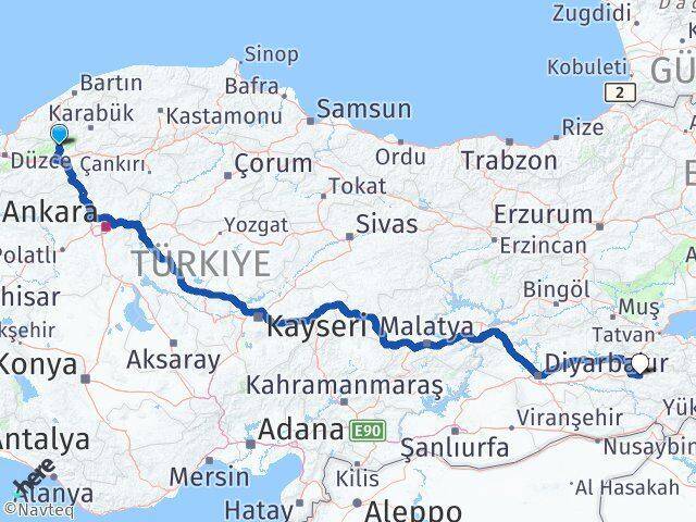 Bolu Mengen Siirt Arası Kaç Km - Yol Haritası