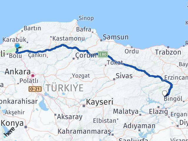 Bolu Mengen Tunceli Arası Kaç Km - Yol Haritası