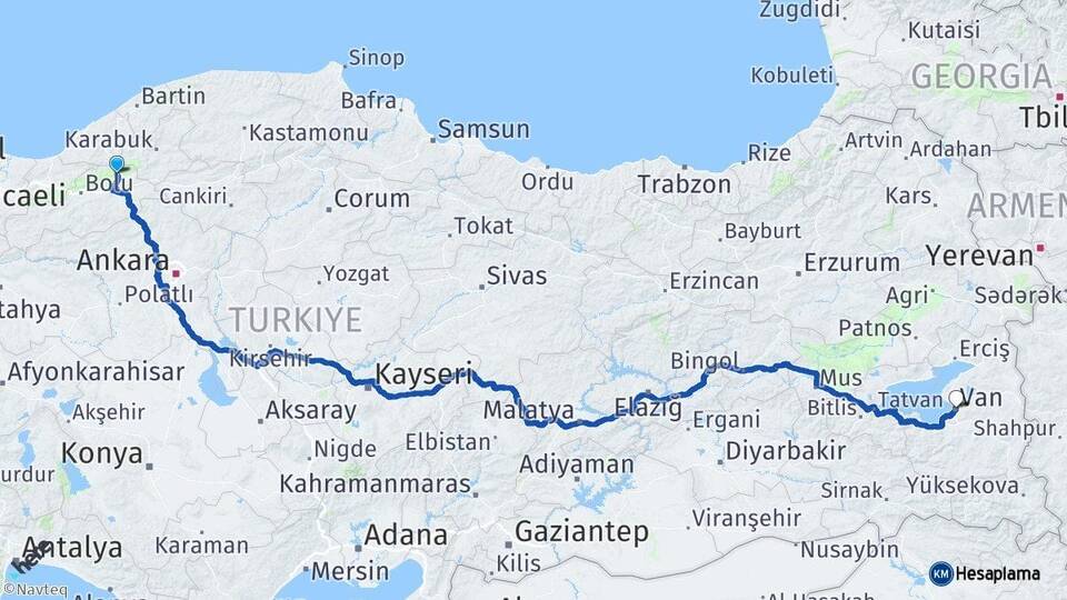 Bolu Mengen Van Arası Kaç Km - Yol Haritası