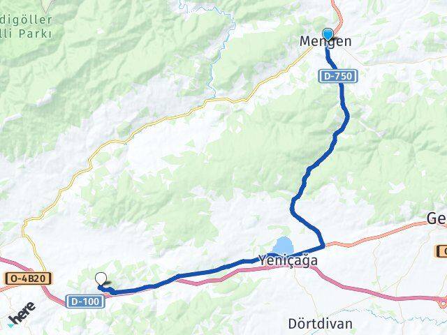 Bolu Mengen Yenigüney Arası Kaç Km - Yol Haritası