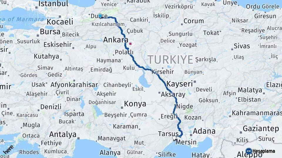 Bolu Mersin Arası Kaç Km - Yol Haritası