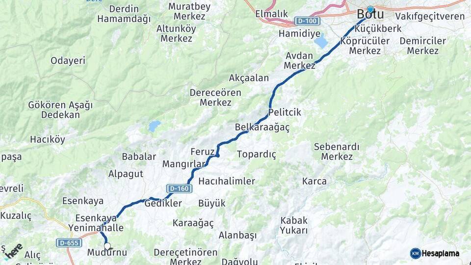 Bolu Mudurnu Arası Kaç Km - Yol Haritası