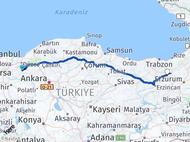 Bolu Mudurnu Bayburt Arası Kaç Km - Yol Haritası