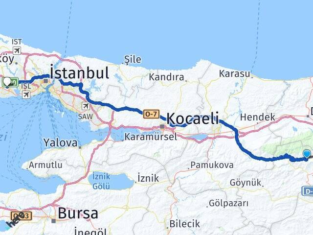 Gölcük Esenyurt Arası Kaç Km - Yol Tarifi