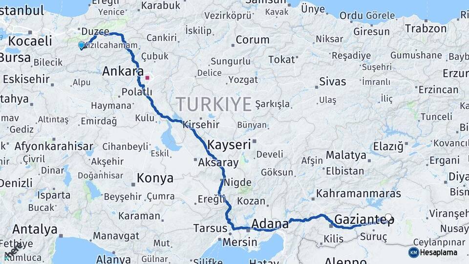 Bolu Mudurnu Şanlıurfa Arası Kaç Km - Yol Haritası
