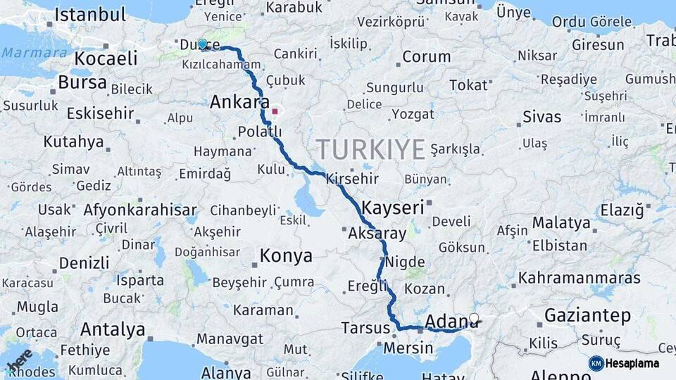Bolu Osmaniye Arası Kaç Km - Yol Haritası