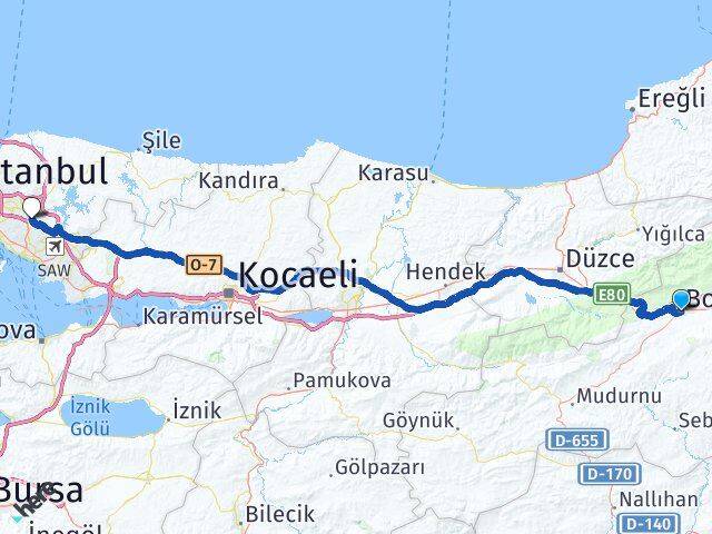 Bolu Sancaktepe İstanbul Arası Kaç Km - Yol Haritası