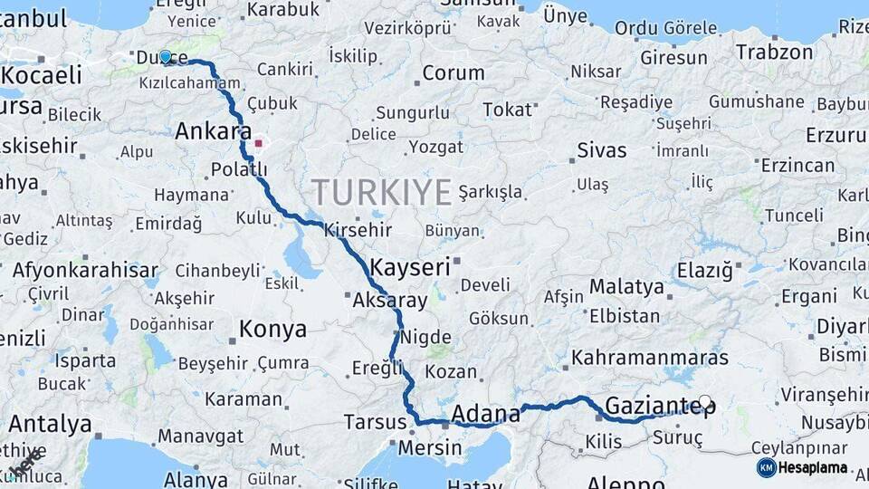 Bolu Şanlıurfa Arası Kaç Km - Yol Haritası