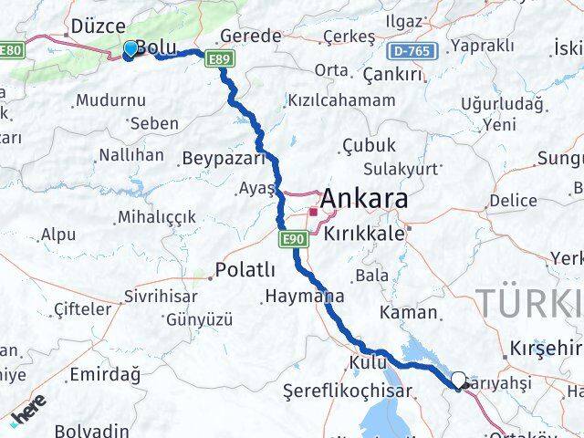 Bolu Sarıyahşi Aksaray Arası Kaç Km - Yol Haritası