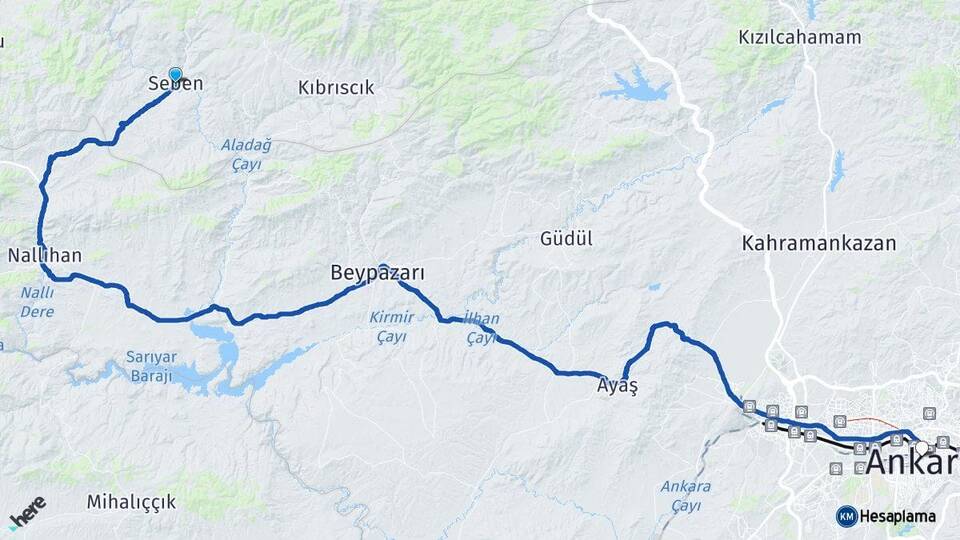 Bolu Seben Ankara Arası Kaç Km - Yol Haritası