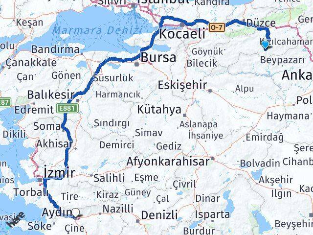 Bolu Seben Aydın Arası Kaç Km - Yol Haritası