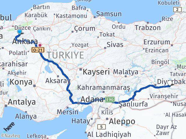 Bolu Seben Batman Arası Kaç Km - Yol Haritası