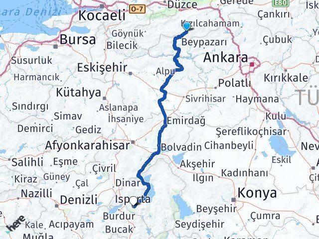 Bolu Seben Isparta Arası Kaç Km - Yol Haritası