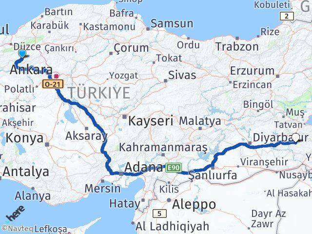 Bolu Seben Siirt Arası Kaç Km - Yol Haritası