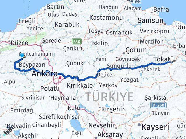 Bolu Seben Tokat Arası Kaç Km - Yol Haritası