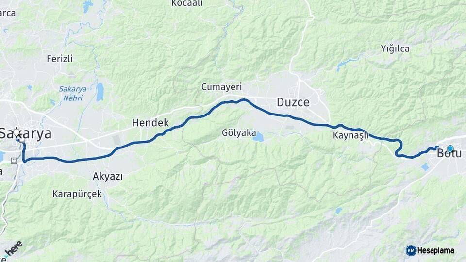 Bolu Serdivan Arası Kaç Km - Yol Tarifi