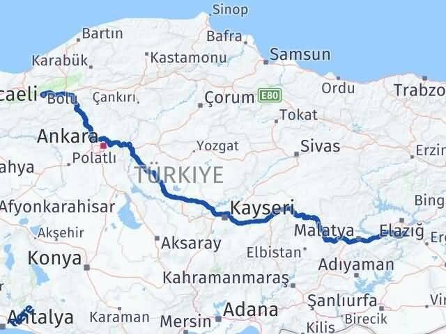 Bolu Sivrice Elazığ Arası Kaç Km - Yol Haritası
