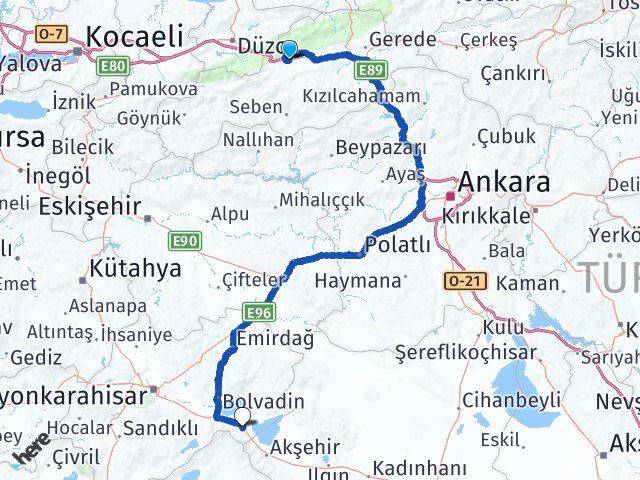 Bolu Sultandağı Afyonkarahisar Arası Kaç Km - Yol Haritası