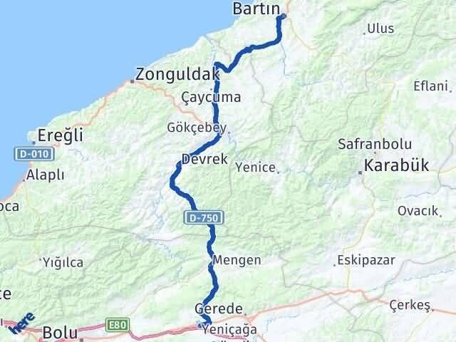 Bolu Yeniçağa Bartın Arası Kaç Km - Yol Haritası