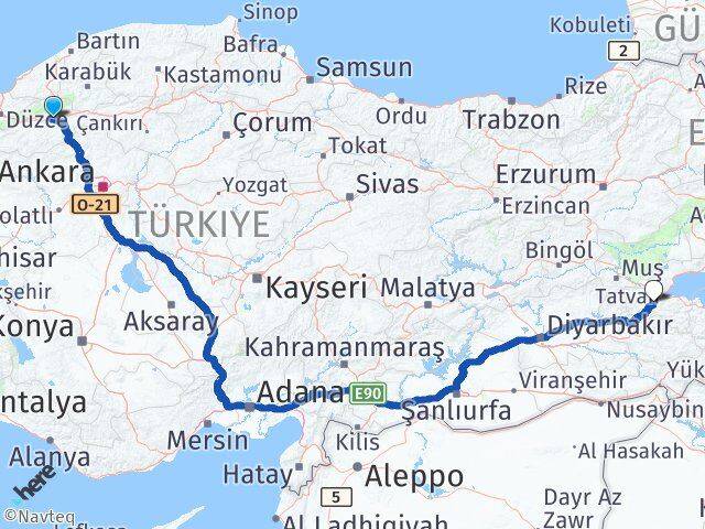 Bolu Yeniçağa Bitlis Arası Kaç Km - Yol Haritası