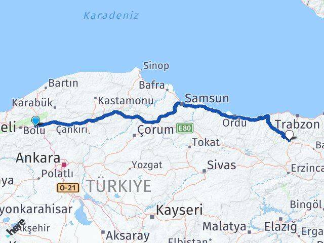 Bolu Yeniçağa Gümüşhane Arası Kaç Km - Yol Haritası