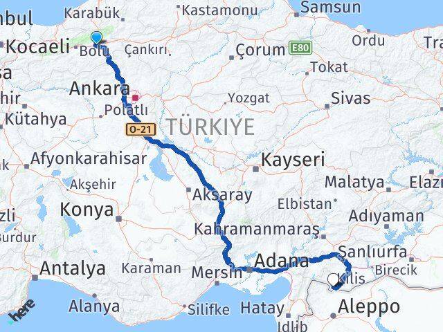 Bolu Yeniçağa Kilis Arası Kaç Km - Yol Haritası