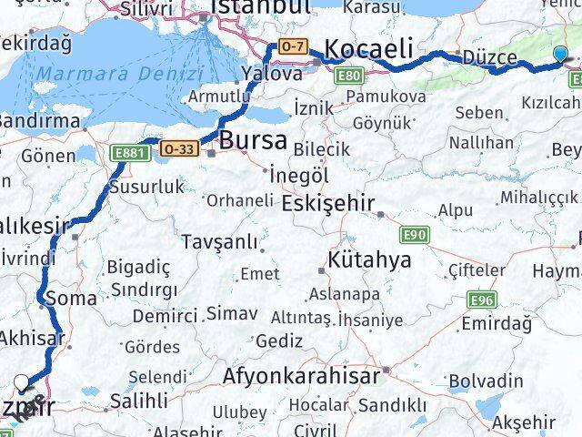 Bolu Yeniçağa Manisa Arası Kaç Km - Yol Haritası