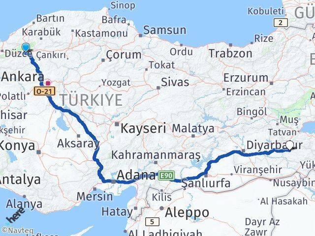 Bolu Yeniçağa Siirt Arası Kaç Km - Yol Haritası